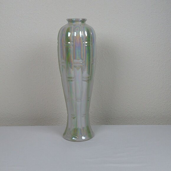 Iridescent Bamboo Motif 11.5" tall Centerpiece Vase Decorative Display Flower - Picture 3 of 8